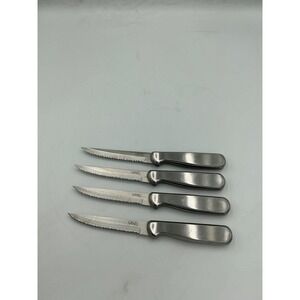 Ginsu Steak Knives Stainless Steel Set of 4 Silver Serrated Full Tang Edge